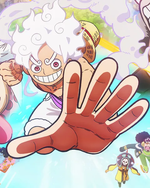 Luffy de One Piece con el brazo estirado hacia el frente